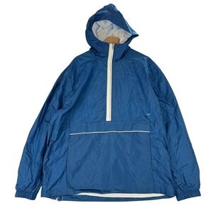 Nike Anorak Windbreaker Jacket Mens XL Blue Half Zip Hooded Mesh Lined Retro